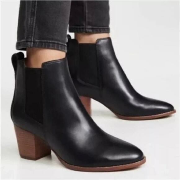 Madewell The Regan Black Classic Leather Slip On Ankle Booties Sz 9 - Picture 7 of 7